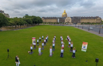7th International Day of Yoga 2021, celebrated by Embassy of India, Paris at Invalides.